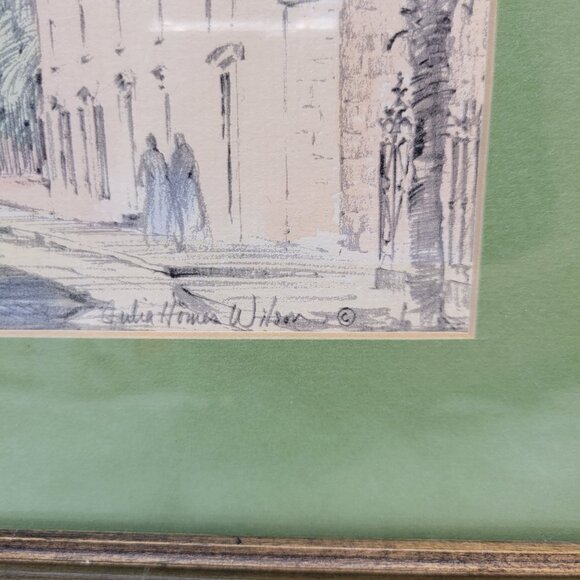 RARE Julia Homer Wilson Framed Lithograph St. Philip's Church Charleston S.C. - Picture 2 of 10